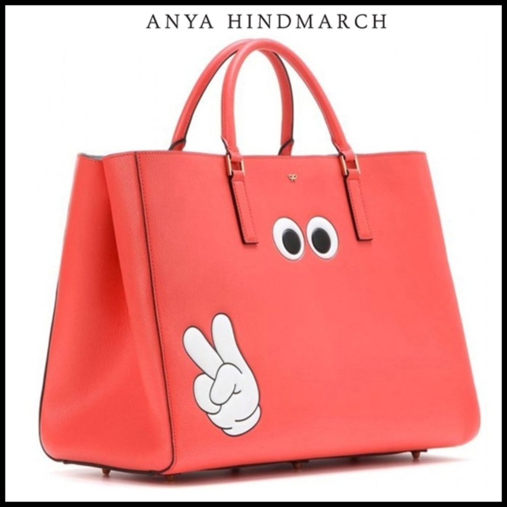 Anya Hindmarch Eyes Bag Ebury Leather Maxi Victory Featherweight Tote 👀 red XL